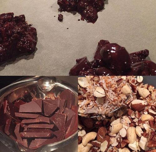 Chokolader med hakkedenødder.