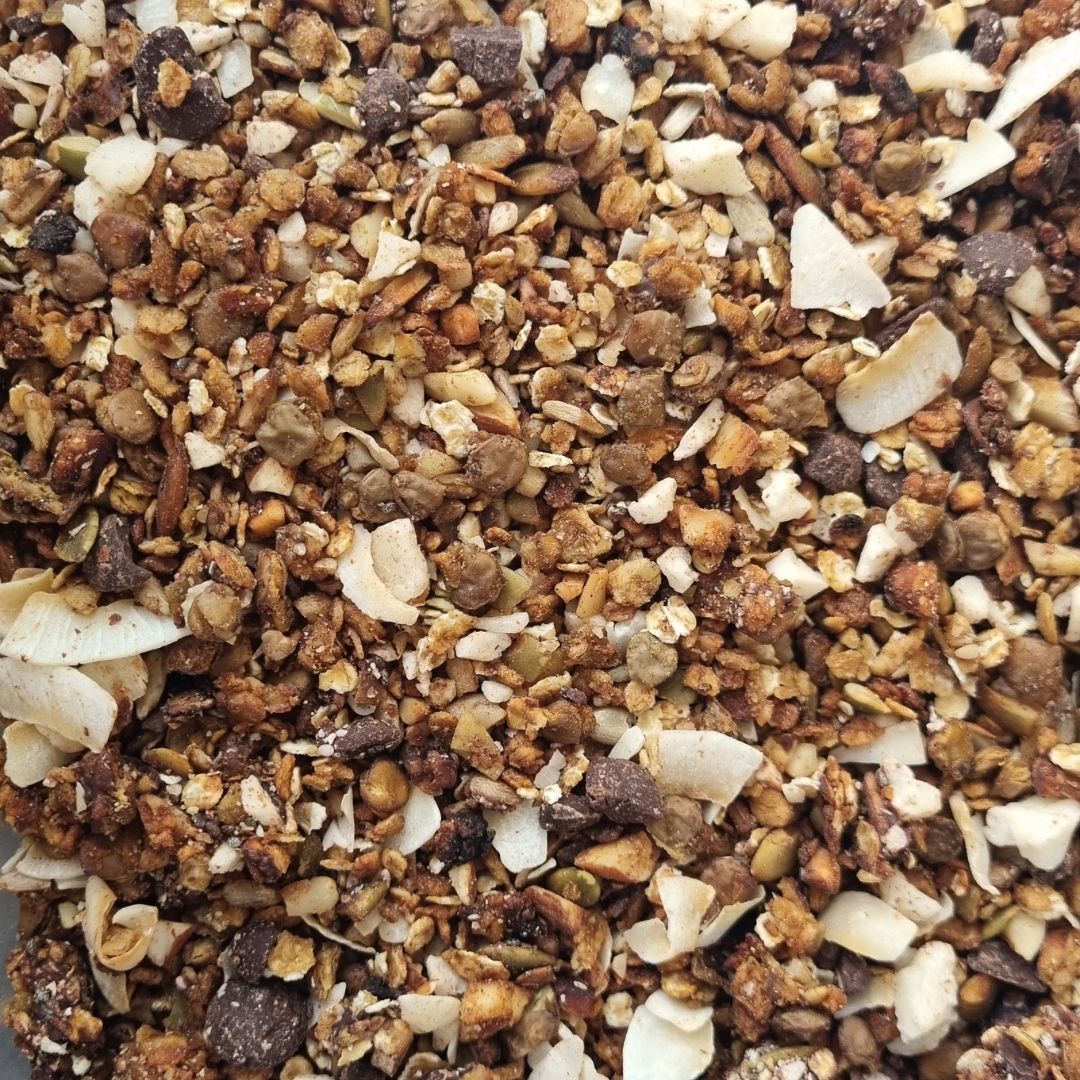 Glutenfri Granola med Grønne Linser & Nødder